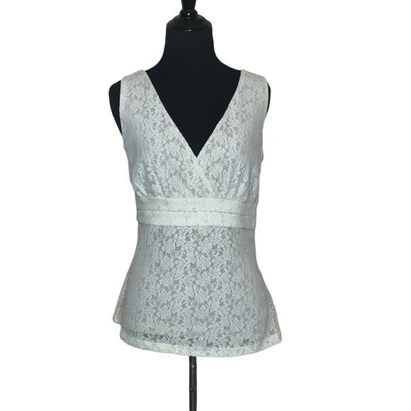 Willi Smith off white lined lace v neck sleeveless blouse size Small - Picture 1 of 8